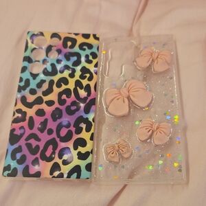 Colorful Leopard and Glitter Bow Samsung  S22 Ultra Phone Cases